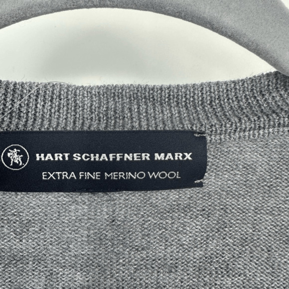 Hart Schaffner Marx Mens M Wool Sweater V-Neck Grey Minimalist Neutral - Picture 3 of 11